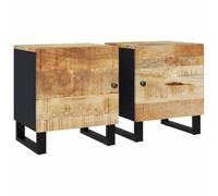 Generisch 2 comodini, 40 x 33 x 46 cm, in legno massiccio di mango | stile industriale, gambe in ferro nero, montaggio flessibile a sinistra o a destra, armadio, piastra superiore stabile