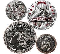 Generisch 2 monete commemorative a forma di testa o numero, divertente gioco sfida, moneta decisionale, regalo per coppie, San Valentino, anniversario, data notte collezionista (G)