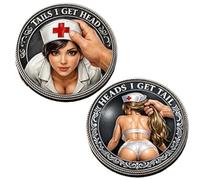 Generisch 2 monete commemorative a forma di testa o numero, divertente gioco sfida, moneta decisionale, regalo per coppie, San Valentino, anniversario, data notte, collezionista (A)