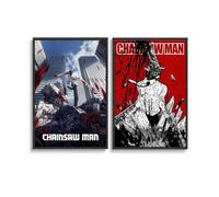 Generisch 2 PCS Poster Classici Chainsaw Anime Man per Camera, Arte da Parete su Tela Estetica, Poster Decorazione Camera da Letto 12x18pollici(30x45cm)