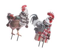 Generisch 2 picchetti a tema fattoria, opera d'arte in metallo resistente alle intemperie, perfetti per il cortile paesaggistico all'aperto, statuette