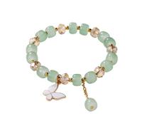 Generisch 2024 New Imitation Jade Butterfly Glass Bracelet Children's Bead Bracelet Coppia di bracciali, A, resina, Nessuna pietra preziosa