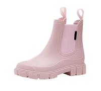 Generisch 2024 Women's Temperament England Rain Boots Mid Calf Boots Non Slip Wear Water Shoes Scarpe Con Tacco Per Donna 34, Colore: rosa., 37 EU