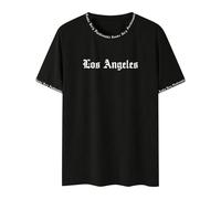 Generisch 2025 1 pezzo t-shirt uomo manica corta stampa alfabeto girocollo poliestere maglia con leggero allungamento vestibilità normale tagliere stile maglione, Nero , XXL
