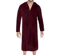 Generisch 2025 Asciugamano da bagno in velluto corallo Pigiama morbido ultra sottile con cerniera imbottita ispessito più lungo inverno accappatoio a quadri pigiama da uomo, Colore: rosso, L