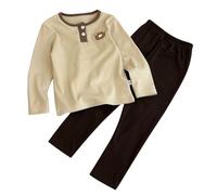 Generisch 2025 Bambini Inverno Homewear Ragazzi Ragazze Del Cartone Animato Maglietta A Maniche Lunghe Pantaloni Pigiama Vestiti Per Bambini Accappatoio Escavatore Bambini, cachi, 7-8 Anni