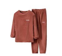 Generisch 2025 caldo tinta unita set per ragazzi ragazze vestiti da casa bambini morbido soffice home wear con pantaloni da jogging in pile asciugamano con, Vino, 11-12 Anni