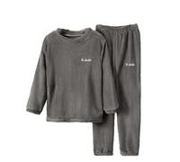 Generisch 2025 caldo tinta unita set per ragazzi ragazze vestiti da casa bambini morbido soffice home wear con pantaloni da jogging in pile asciugamano con, grigio., 11-12 Anni