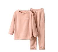 Generisch 2025 caldo tinta unita set per ragazzi ragazze vestiti da casa bambini morbido soffice home wear con pantaloni da jogging in pile asciugamano con, Colore: rosa., 11-12 Anni