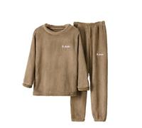 Generisch 2025 caldo tinta unita set per ragazzi ragazze vestiti da casa bambini morbido soffice home wear con pantaloni da jogging in pile asciugamano con, caffè, 11-12 Anni