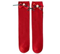 Generisch 2025 - Calzini per bambini con dettagli a fiocco, per feste, per ragazzi, morbidi e confortevoli, ideali come feste a scuola, stagione invernale, Rosso 1, Einheitsgröße