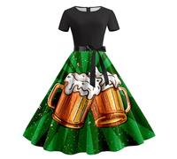 Generisch 2025 Dirndl da donna Midi, abito Dirndl, elegante lungo, Oktoberfest, vestito da donna Dirndl, set completo in pizzo nero rosa, costume da Oktoberfest, verde, S