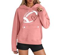 Generisch 2025 Divertente Felpa Calcio Donna Stampa Grafica Domenica Casual Manica Lunga Girocollo 2025 Maglione Autunno Batik Felpa Donna, Colore: rosa., XL