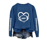 Generisch 2025 Divertente Felpa Calcio Donna Stampa Grafica Domenica Casual Manica Lunga Girocollo Maglione Autunno, Blu, S