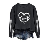 Generisch 2025 Divertente Felpa Calcio Donna Stampa Grafica Domenica Casual Manica Lunga Girocollo Maglione Autunno, Nero , L