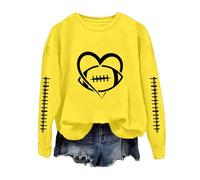 Generisch 2025 Divertente Felpa Calcio Donna Stampa Grafica Domenica Casual Manica Lunga Girocollo Maglione Autunno, giallo., S