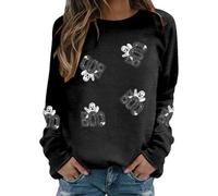 Generisch 2025 Donna Casual Halloween Print Girocollo Manica Lunga Felpa Top Inverno Moda Basic Maglione Tunica Camicetta per la vita di tutti i giorni, Nero , XL