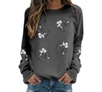 Generisch 2025 Donna Casual Halloween Print Girocollo Manica Lunga Felpa Top Inverno Moda Basic Maglione Tunica Camicetta per la vita di tutti i giorni, grigio., XXL