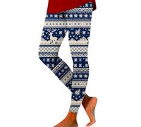 Generisch 2025 Donna Inverno Natale Stampato Stretto Sollevamento Fianchi Fitness Yoga Leggings One, Blu, XL