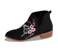 Generisch 2025 Donna Moda Inverno Tinta Unita Stivaletti Ricamati Casual Comfort Con Temperamento Baby Mesi, Nero , 39 EU