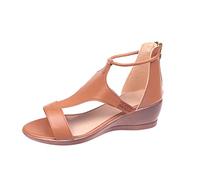 Generisch 2025 Donne Cerniera Zeppe Scarpe Piattaforma Sandali Solidi Colore Aperto Casual Estate Sandali Da Donna Sneakers Scarpe Da Donna 39-42 Divertente, marrone, 42 EU
