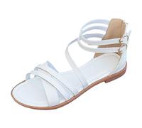 Generisch 2025 Estate Donna Slim Fairy Style Casual Flat Bottom Minimalist Beach Resort Sandali Stile Romano Scarpe Da Donna Sneakers Nuovo, bianco, 40 EU