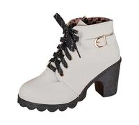 Generisch 2025 Europa gli Stati Uniti moda stivali invernali alti con grandi iarde rotonde legate scarpe da donna, grigio chiaro., 41 EU