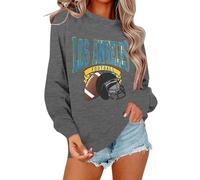 Generisch 2025 Felpa da donna a maniche lunghe con scollo rotondo, stampa con lettere della città, maglione casual per lo sport quotidiano Nö Semplice maglione, grigio., S