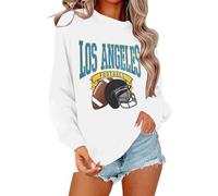 Generisch 2025 Felpa da donna a maniche lunghe con scollo rotondo, stampa con lettere della città, maglione casual per lo sport quotidiano Nö Semplice maglione, bianco, S