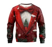 Generisch 2025 Felpa invernale con cappuccio foderato in pile a maniche lunghe, scollo rotondo, casual, caldo intimo termico per il freddo, Colore: rosso, XXL