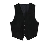 Generisch 2025 gioca retrò scollo a V tinta unita borsa gilet in pelle Switzerland, Nero , 3XL