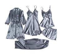 Generisch 2025 Il set di cinque pezzi di biancheria intima calda da donna The Nightgown Girl Bingsi, grigio., XL