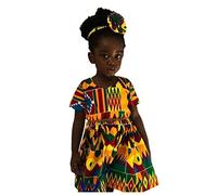 Generisch 2025 Neonati Bambini Dashiki Stampa Africana Manica Corta Vestito Da Principessa Vestiti Ragazza Rosso, multicolore, 2-3 Anni