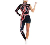 Generisch 2025 New Dame Shiny Costume Adulto Concerto Collant Modello Tuta Abbigliamento (Nero, L)