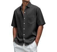 Generisch 2025 Nuove camicie da uomo di Pacificozy, camicia a maniche corte con design verticale pit da uomo nella vita di tutti i giorni, Mokaloha camicie casual da uomo, Nero , 4XL