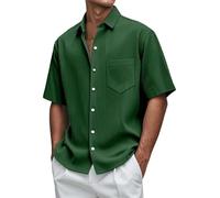 Generisch 2025 Nuove camicie da uomo di Pacificozy, camicia a maniche corte con design verticale pit da uomo nella vita di tutti i giorni, Mokaloha camicie casual da uomo, verde, XL