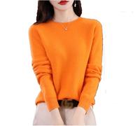 Generisch 2025 Nuovi Maglioni Cashmere Donna, Girocollo, Manica Lunga Per Lavoro, Affari, Casual, Maglione Basic, Top, 2026, Abiti Autunno, Colore: arancione., M