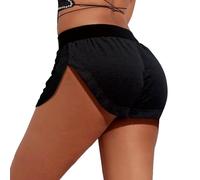 Generisch 2025 - Pantaloncini da yoga da donna in velluto, sexy, a vita alta, pole dance, hot pants, palestra, allenamento, slim fit, corvi, pantaloni mimetici da donna, Nero , XL