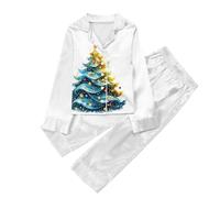Generisch 2025 Pantaloni a maniche lunghe per bambini stampa natalizia Cardigan pigiama per bambini Due set (14), bianco, 9-10 Anni