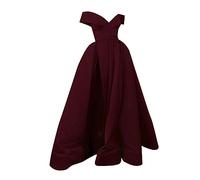 Generisch 2025 Pavimento Lungo Cocktail Donna Chiffon Stile Temperamento Retro Estate Cocktail Scollo Basso Scollo A V Vestito Matrimonio Tinta Unita Donna Abito Elegante Manica, Vino, S