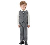 Generisch 2025 Ragazzi Vestito Formale Set Elegante Gilet Papillon Manica Lunga Camicia E Pantaloni Vestito Per Il Bambino Bambini Festa Matrimonio, grigio., 2-3 Anni