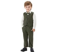 Generisch 2025 Ragazzi Vestito Formale Set Elegante Gilet Papillon Manica Lunga Camicia E Pantaloni Vestito Per Il Bambino Bambini Festa Matrimonio, verde, 12-18 Mesi