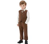Generisch 2025 Ragazzi Vestito Formale Set Elegante Gilet Papillon Manica Lunga Camicia E Pantaloni Vestito Per Il Bambino Bambini Festa Matrimonio, marrone, 18-24 Mesi