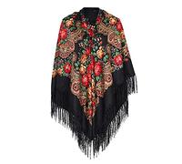 Generisch 2025 Sciarpa Boemia Stile Etnico Cravatta Sciarpa Nappa Previene Prendere Il Sole In Grande Morbido Caldo Moda Sciarpe Panni Di Intonaco Auto, Nero , Taglia unica