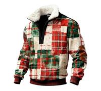 Generisch 2025 Scopri la moda festiva con la felpa a mezza cerniera a maniche lunghe, foderata in pile, perfetta per le feste delle vacanze come abbigliamento casual nei mesi più freddi., multicolore