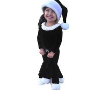 Generisch 2025 - Set di pantaloni a maniche lunghe per bambini, con cappello, 3 pezzi, Natale, per cosplay (nero, 2-3 anni)