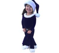 Generisch 2025 - Set di pantaloni a maniche lunghe per bambini, con cappello, 3 pezzi, Natale, per cosplay (blu scuro, 1-2 anni)