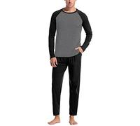Generisch 2025 Solid Color Shirt Pants Set Pigiama Set Home Service 2 Pezzi Vestaglia Morbido Uomo, Nero , 3XL