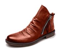 Generisch 2025 Stivali da uomo, elegante nappa in pelle di alta qualità con cerniera laterale per il tempo libero Scarpe Più compatibili con Fare Uomo (Brown, 39)