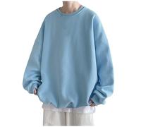 Generisch 2025 Uomo con maniche a spalla che cade top girocollo solido moda camicia Galaxy manica lunga felpa in pile con cappotto, Celeste., 5XL